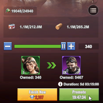 Troop promotion option.